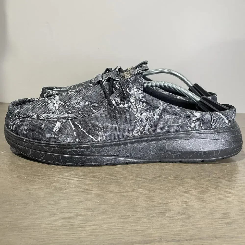 Jelly Roll Hey Dude Mens Size 13 Slides NEW Realtree Edge Wally Black Camo Shoes